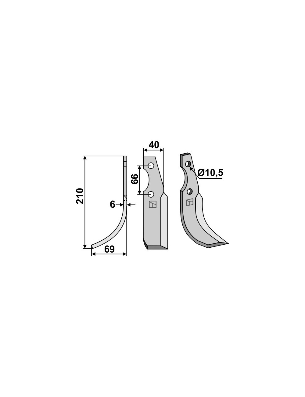 Couteau, modèle gauche