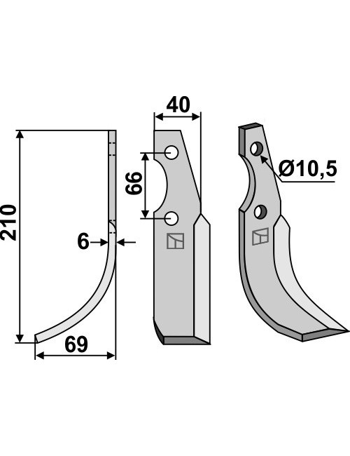 Couteau, modèle gauche