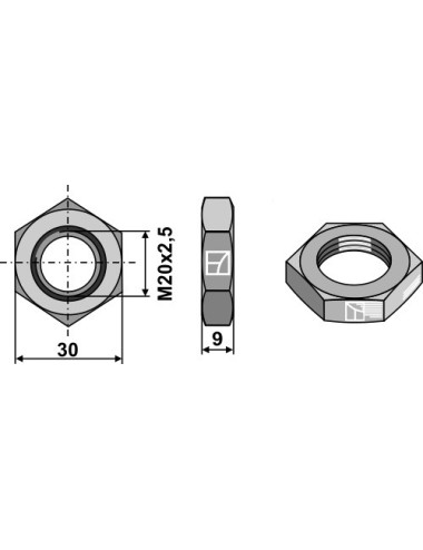 contre-écrou - hexagonal