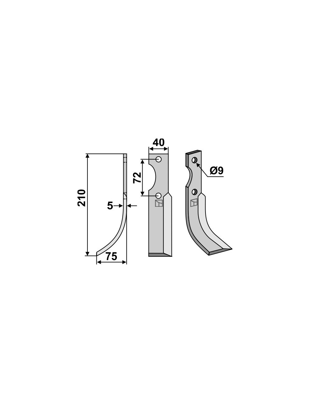 Couteau, modèle gauche