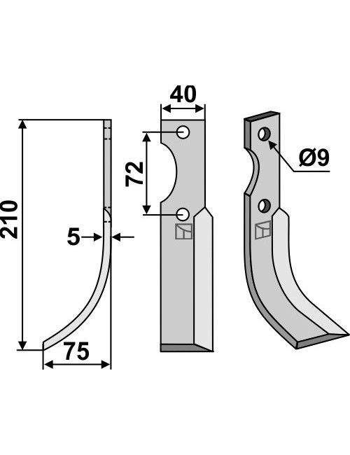 Couteau, modèle gauche