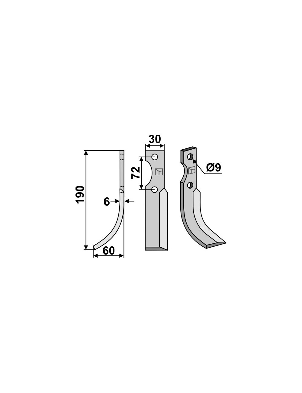 Couteau, modèle gauche