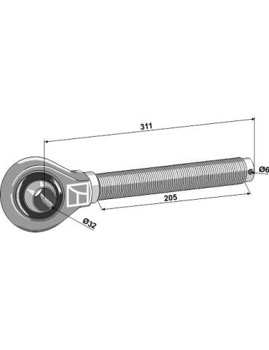 Borne à rotule 1.3/4'' - filet à droite