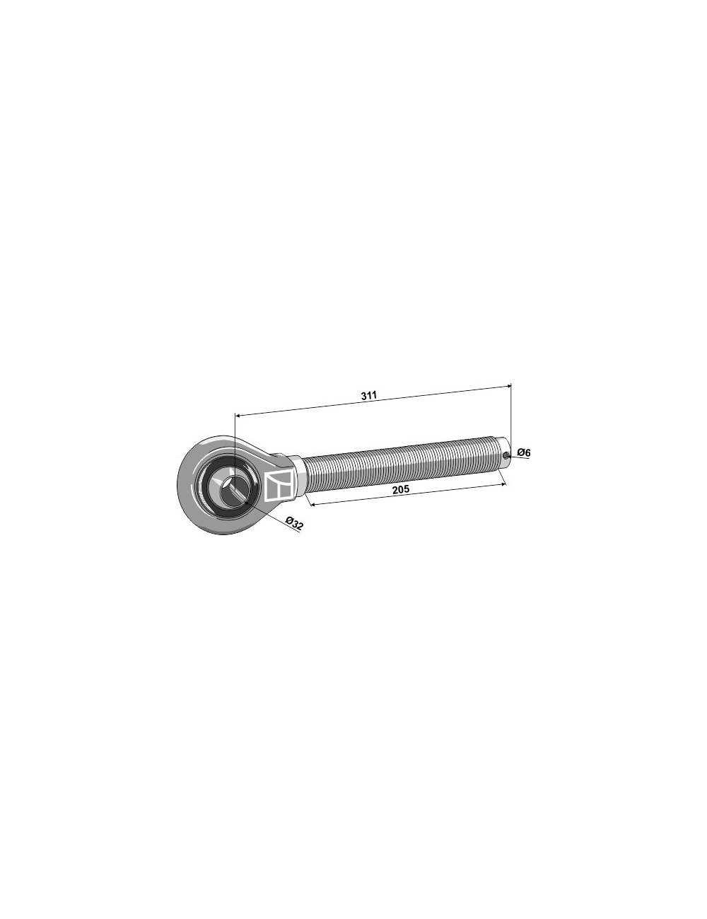 Borne à rotule 1.3/4'' - filet à droite