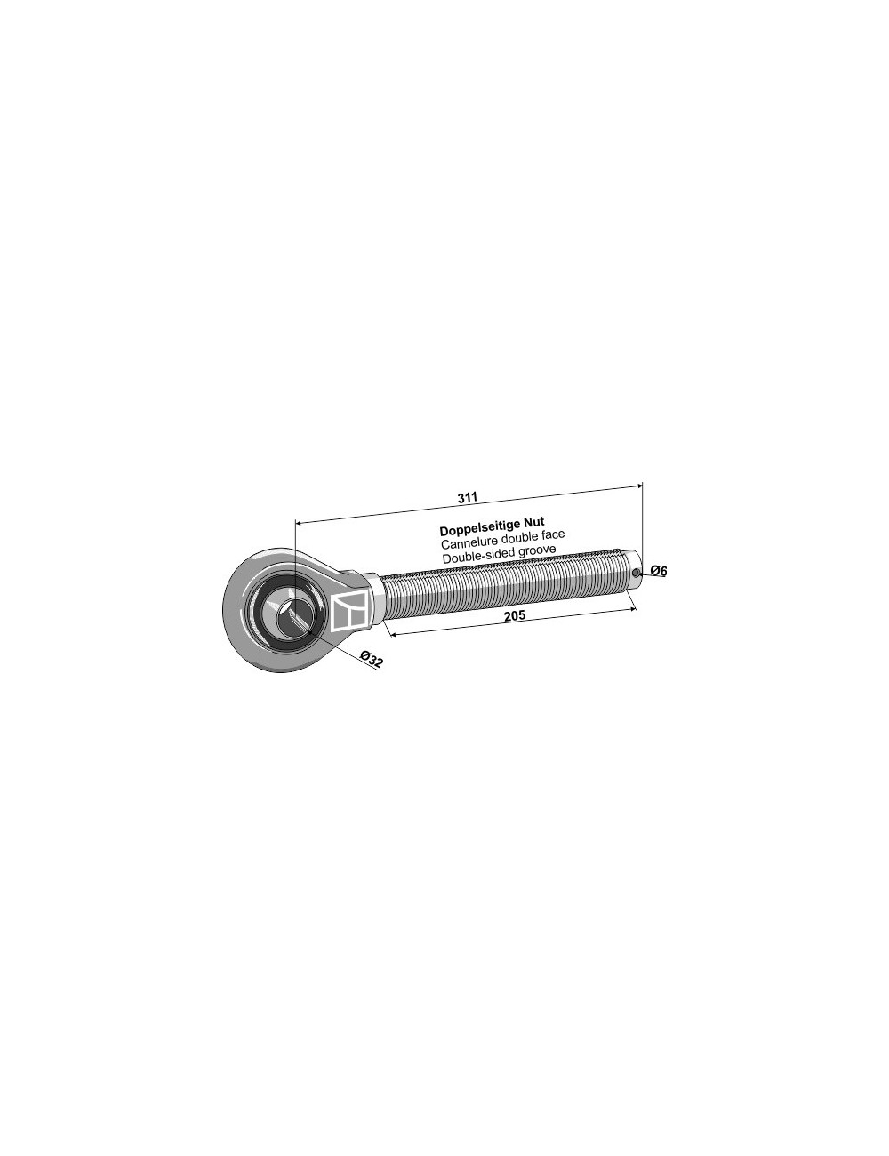 Borne à rotule 1.3/4'' - filet à gauche
