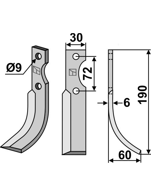 Couteau, modèle droit