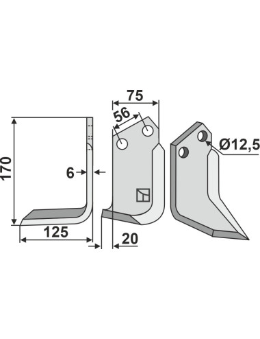 Couteau, modèle gauche