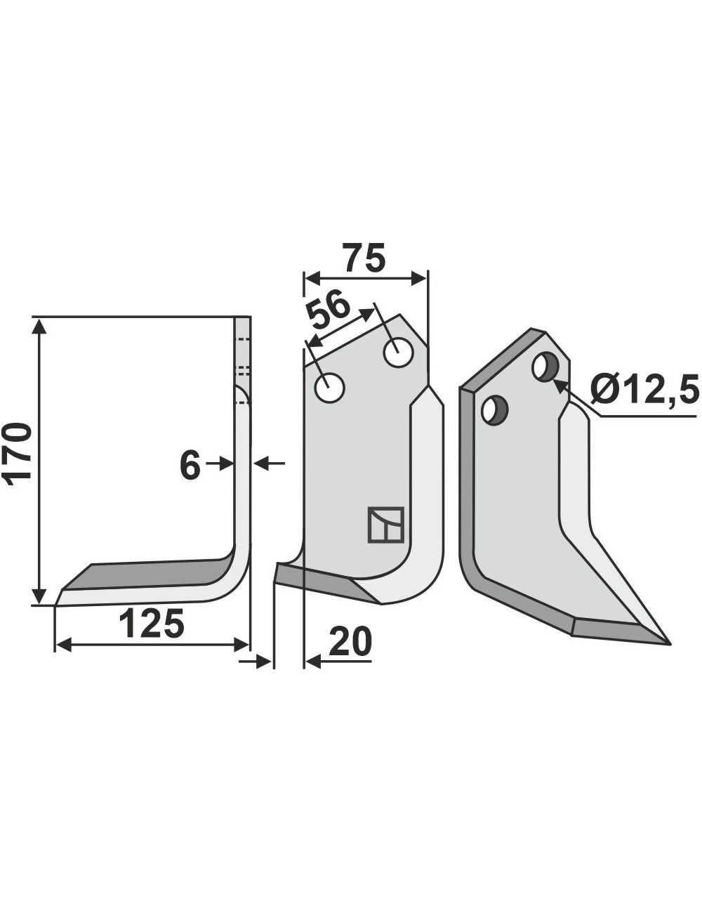 Couteau, modèle gauche