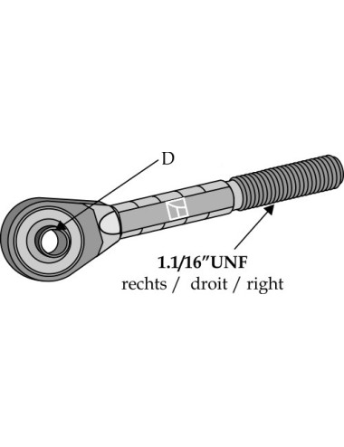 Borne à rotule 1 1/16" UNF droit
