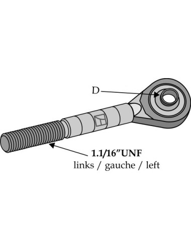 Borne à rotule 1 1/16" UNF gauche