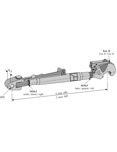 Barre de poussée compl. 600mm