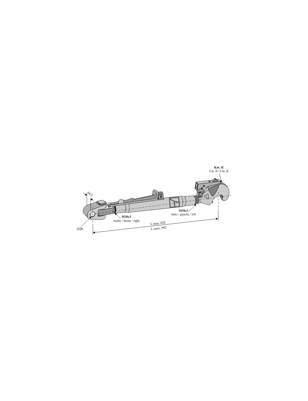 Barre de poussée compl. 652mm