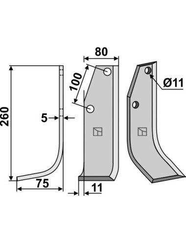 Couteau, modèle gauche