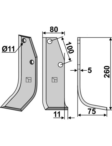 Couteau, modèle droit