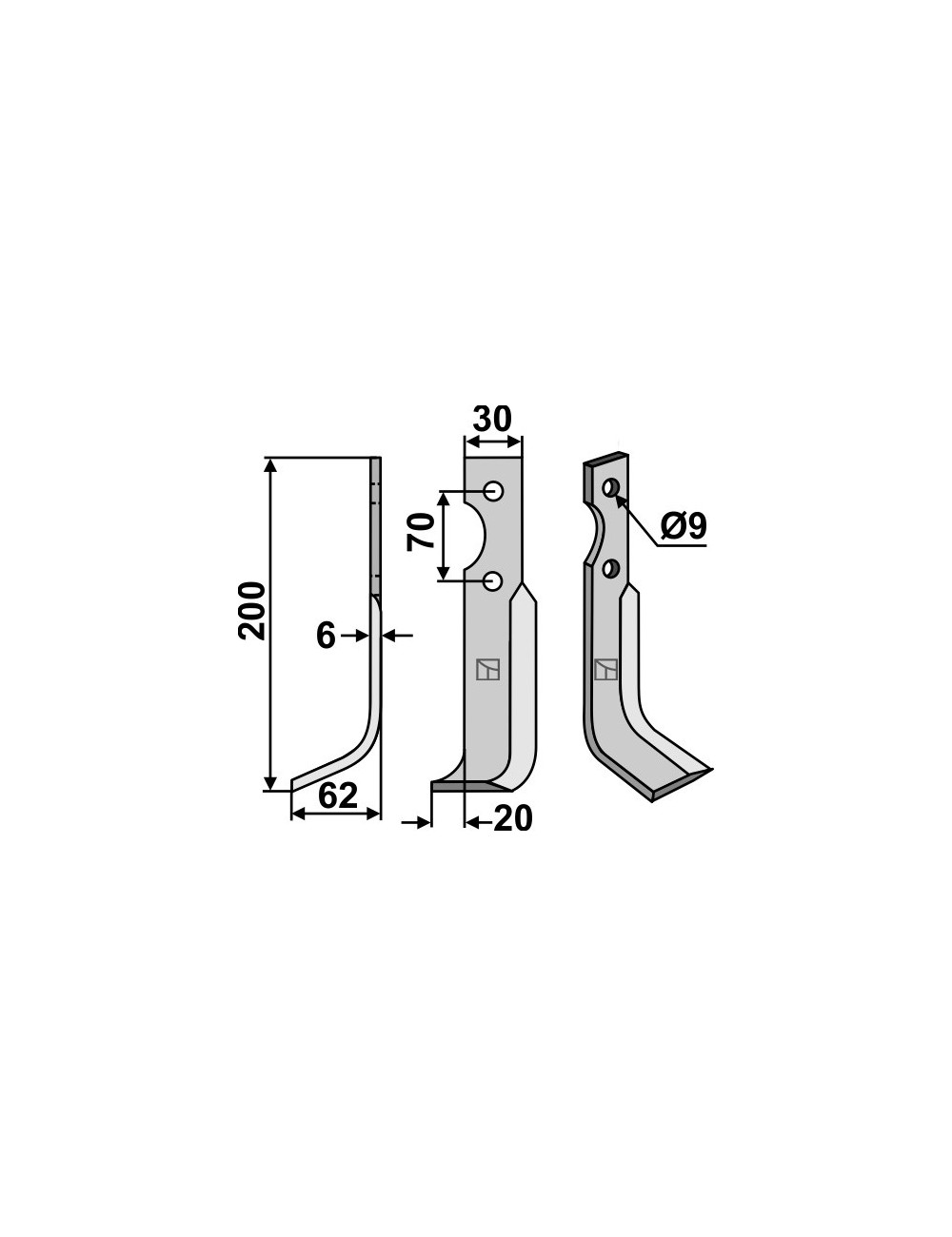 Couteau, modèle gauche