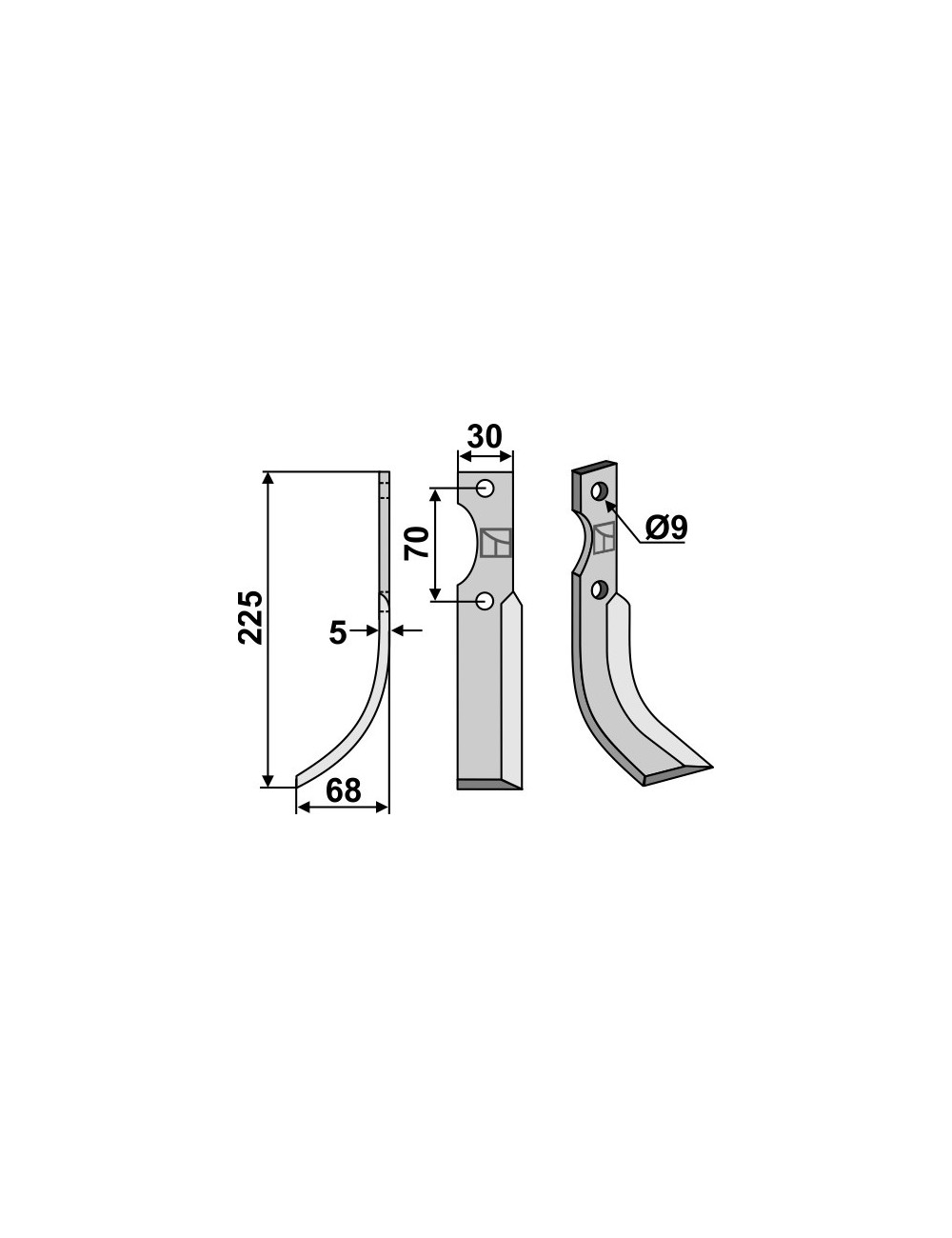 Couteau, modèle gauche