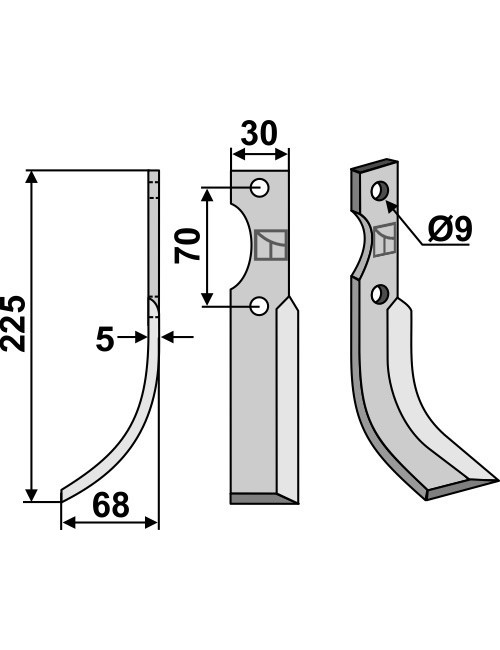 Couteau, modèle gauche