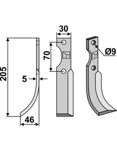 Couteau, modèle gauche