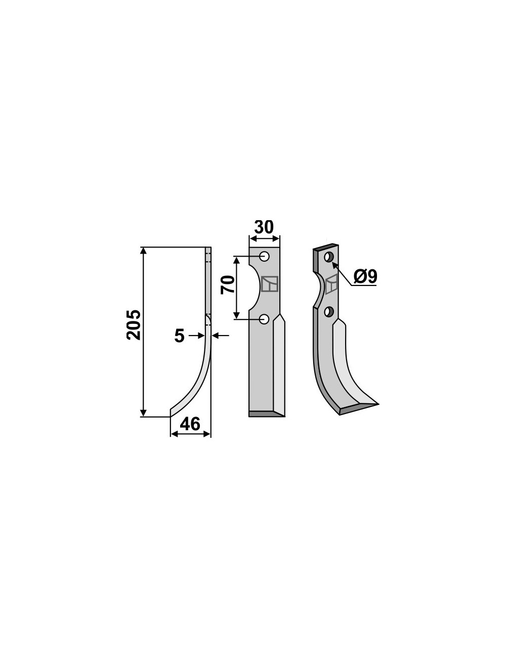 Couteau, modèle gauche