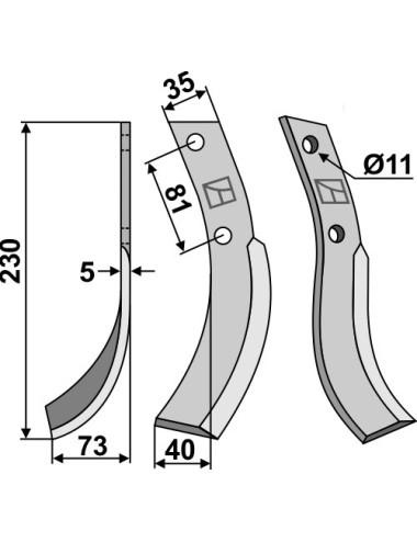 Couteau, modèle gauche