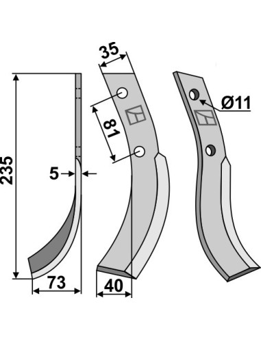 Couteau, modèle gauche