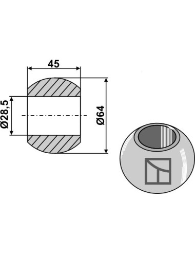 Rotule pour crochets de barres inférieures - Cat. III-II