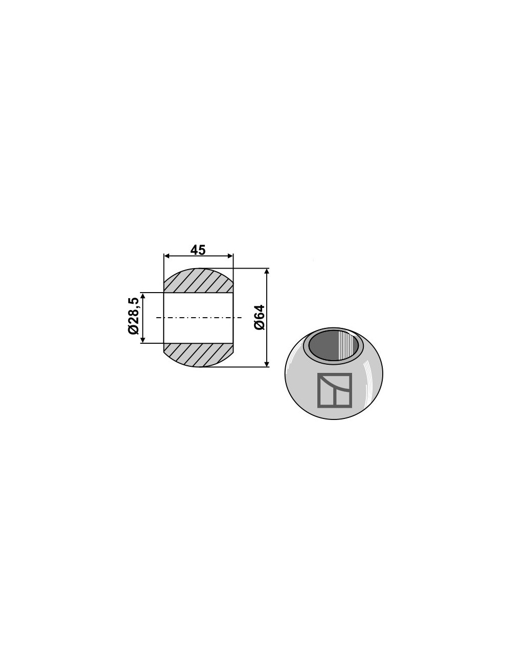 Rotule pour crochets de barres inférieures - Cat. III-II