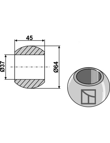 Rotule pour crochets de barres inférieures Cat. III