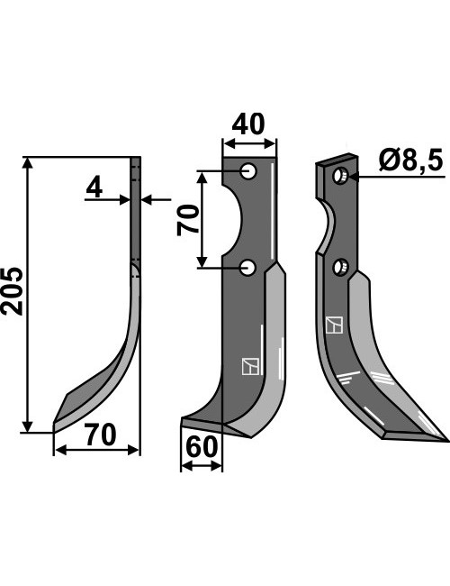 Couteau, modèle gauche