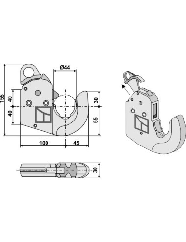 Crochet automatique pour barres inférieures - Cat. l