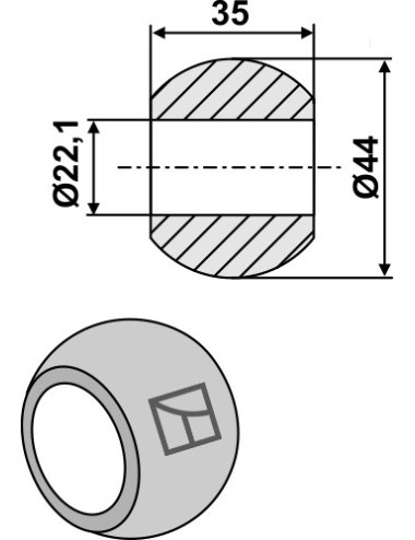 Rotule pour crochets de barres inférieures Cat. I