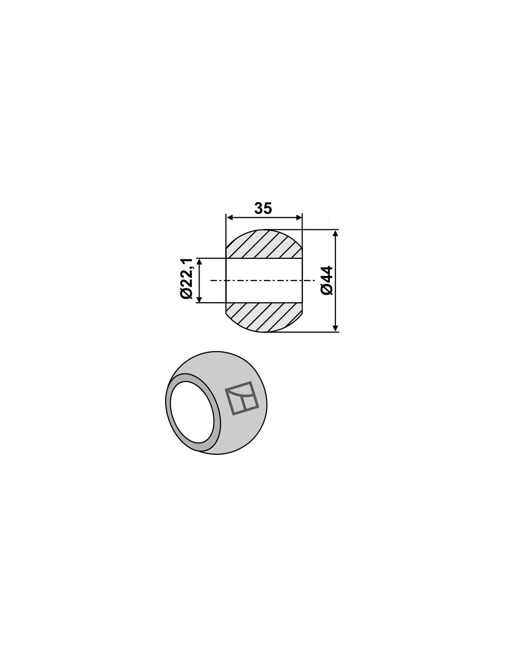 Rotule pour crochets de barres inférieures Cat. I