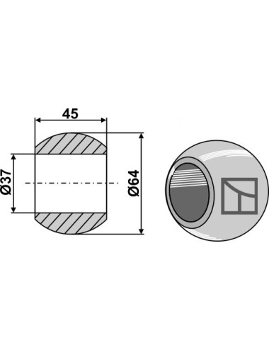 Rotule pour crochets de barres inférieures Cat. III