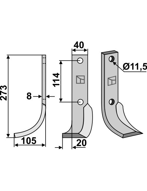 Couteau, modèle gauche