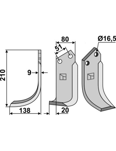 Couteau, modèle gauche