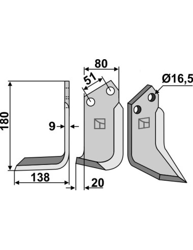 Couteau, modèle gauche