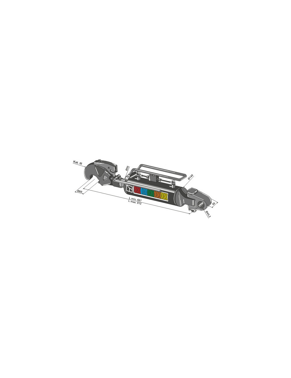 Barre de poussée hydraulique avec crochet et articulation