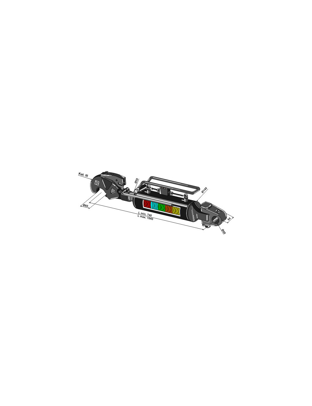 Barre de poussée hydraulique avec crochet et articulation