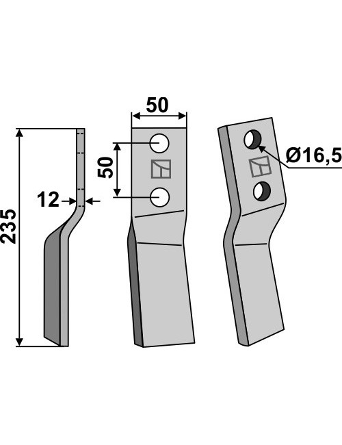 Dent rotative, modèle gauche