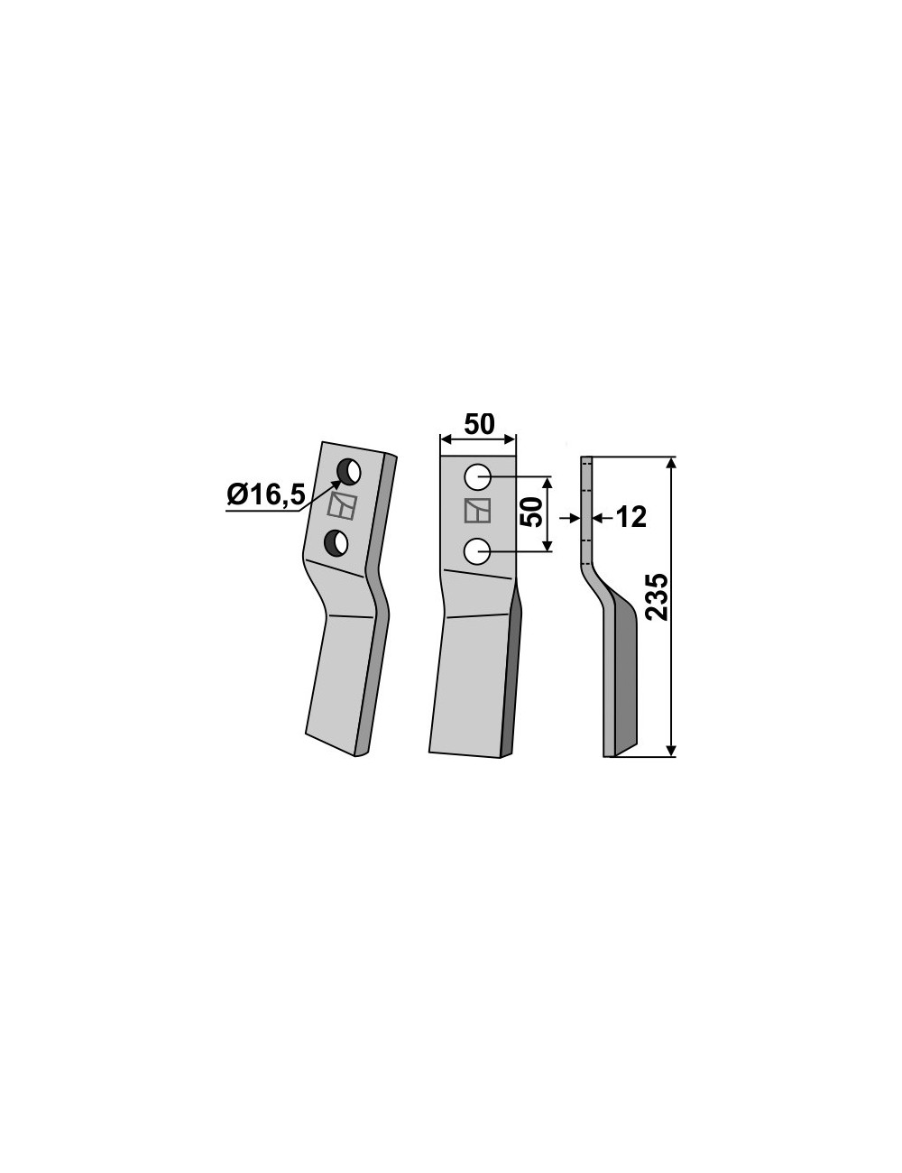 Dent rotative, modèle droit