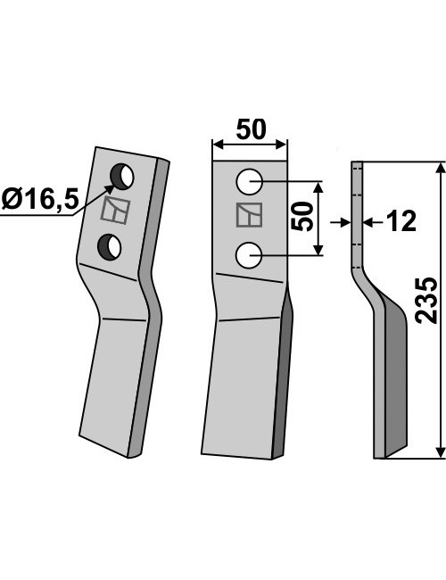 Dent rotative, modèle droit