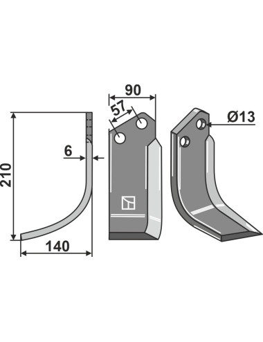 Couteau, modèle gauche