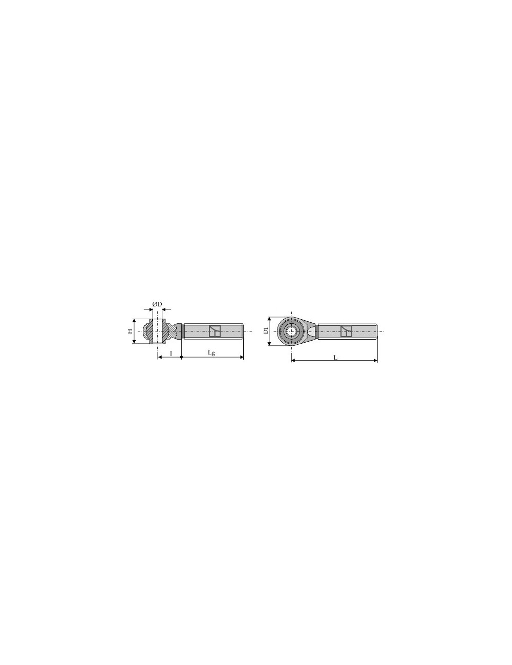 Borne à rotule traîtée pour barres de poussée M30 x 3,5