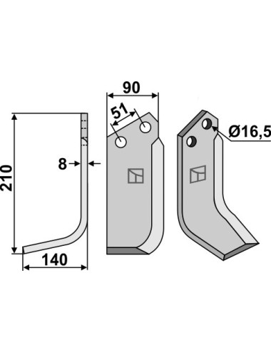 Couteau, modèle gauche