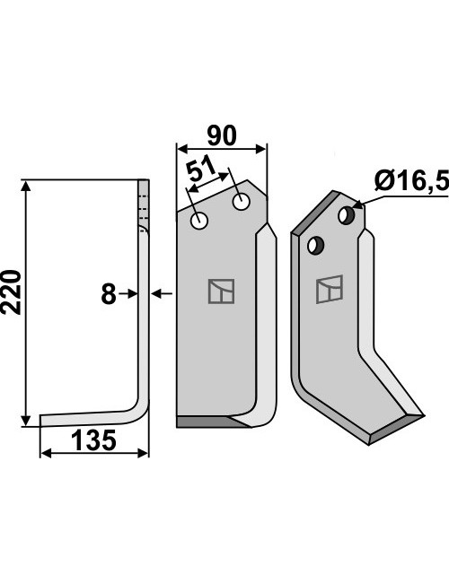 Couteau, modèle gauche