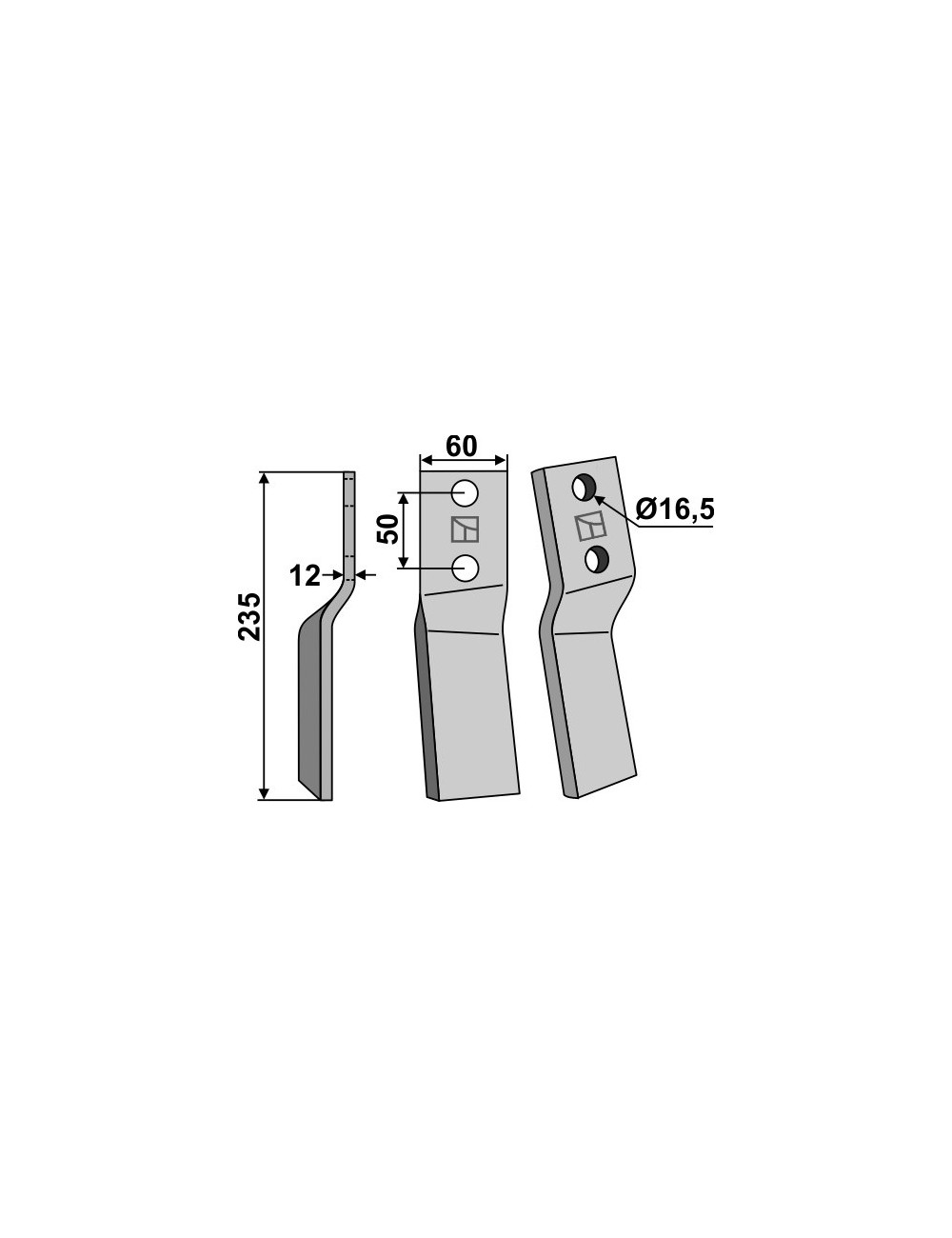 Dent rotative, modèle gauche