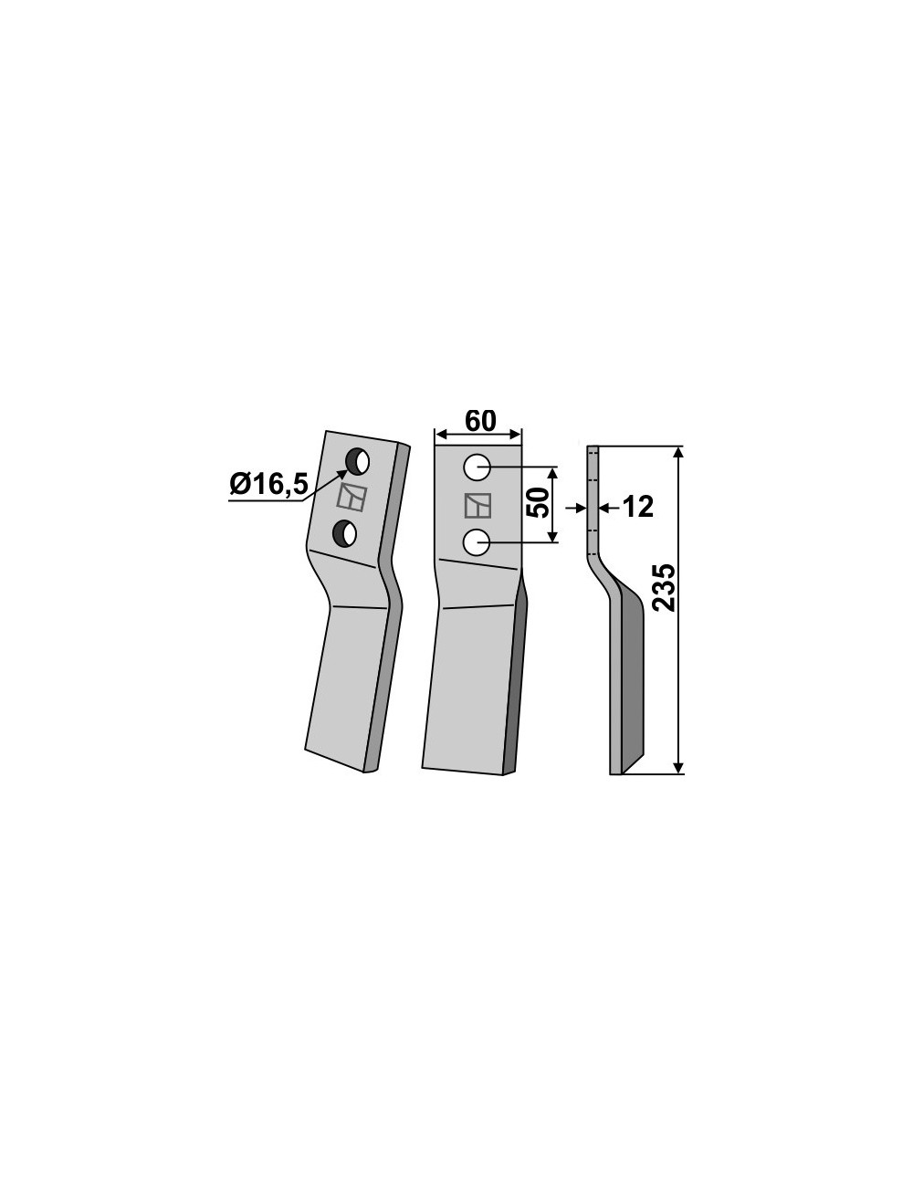 Dent rotative, modèle droit