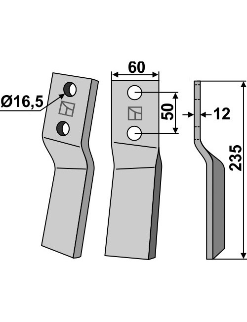 Dent rotative, modèle droit