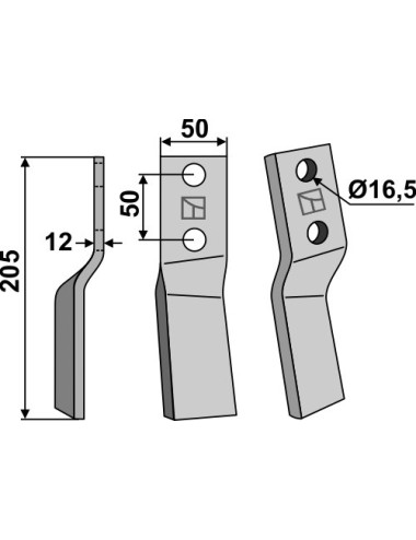 Dent rotative, modèle gauche