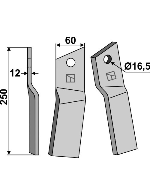 Dent rotative, modèle gauche